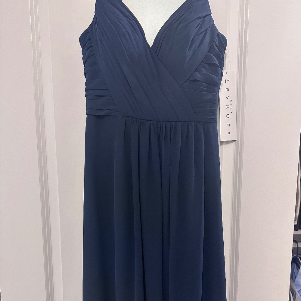 Bill Levkoff navy blue bridesmaid dress